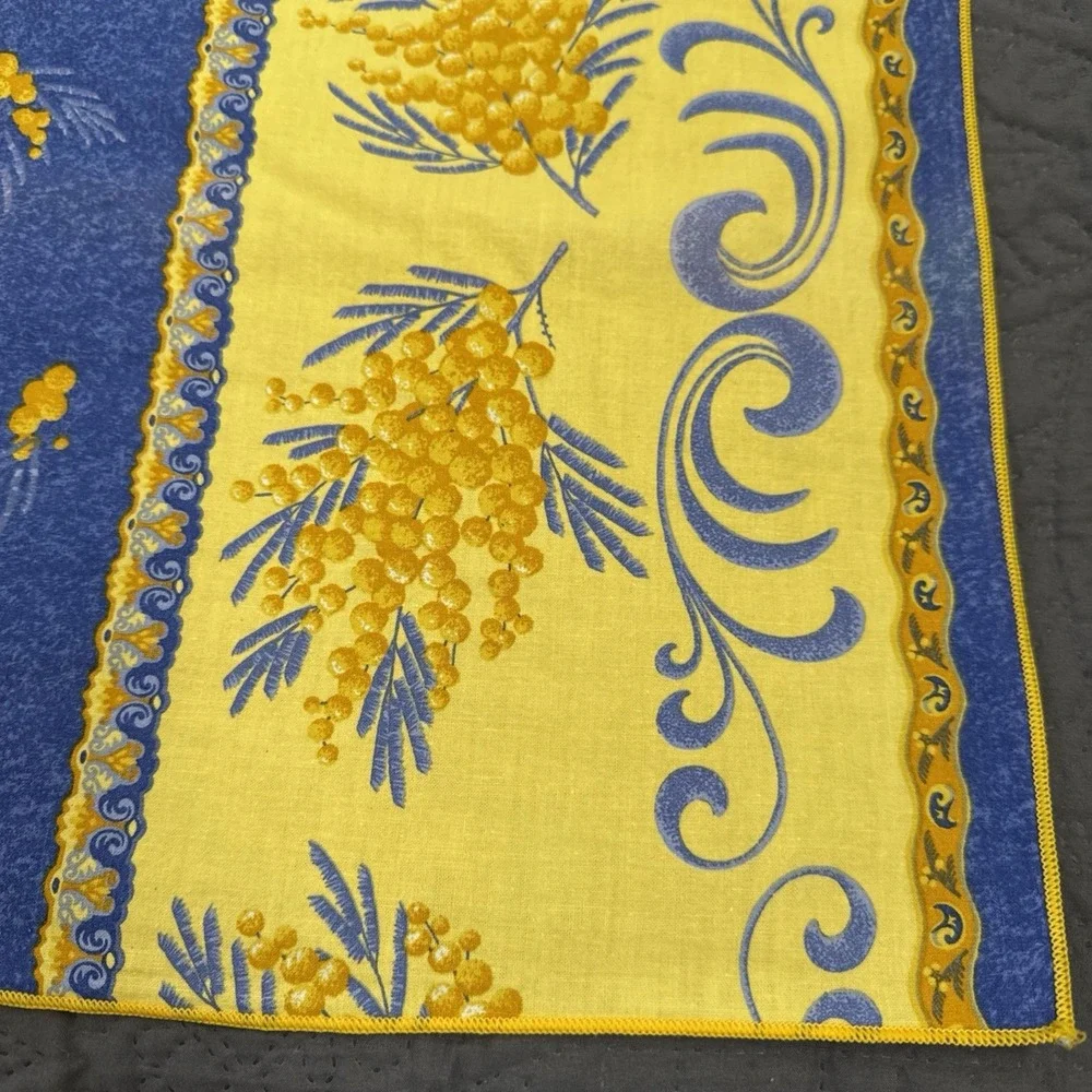 French Provencale Country Floral & Olives Tablecloth Blue Yellow Cotton 60 X 100